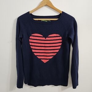 C Wonder Navy Striped Heart Love Sweater Womens Small